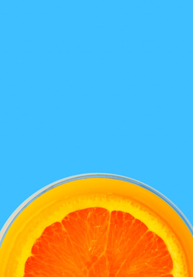 half orange on a blue background